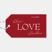 Eenvoudige Elegante Rode Liefde Bruiloft Cadeaulabel (Achterkant Horizontaal)