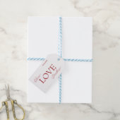 Eenvoudige Elegante Rode Liefde Bruiloft Cadeaulabel (Met Touw)