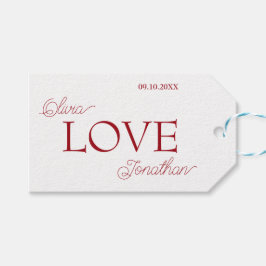 Eenvoudige Elegante Rode Liefde Bruiloft Cadeaulabel