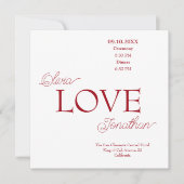 Eenvoudige elegante rode liefde bruiloft kaart (Voorkant)