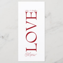 Eenvoudige Elegante Rode Liefde Trouw Menu Kaart