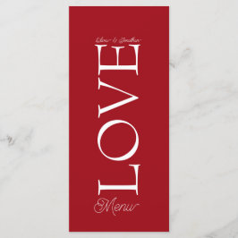 Eenvoudige Elegante Rode Liefde Trouwmenu Kaart
