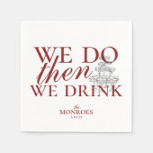 Eenvoudige elegante rode script gepersonaliseerde servet (Voorkant)