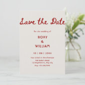 Eenvoudige elegante rode trouw save the date (Staand voorkant)