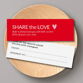 Eenvoudige Elegante Rode Witte Roze Hart Verwijzin Mini Visitekaartjes