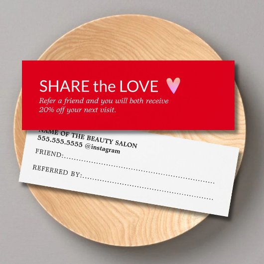 Eenvoudige Elegante Rode Witte Roze Hart Verwijzin Mini Visitekaartjes