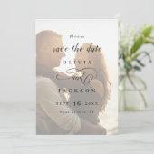 Eenvoudige elegante romantische manuscriptfoto spa save the date (Staand voorkant)