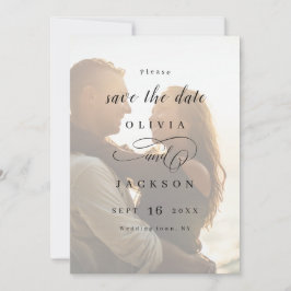 Eenvoudige elegante romantische manuscriptfoto spa save the date