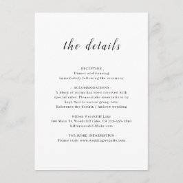 Eenvoudige elegante romantische script bruiloft de informatiekaartje