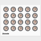 Eenvoudige Elegante Ronde Kerstfoto Familienaam Ronde Sticker (Vel)