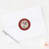 Eenvoudige Elegante Ronde Kerstfoto Familienaam Ronde Sticker (Envelop)