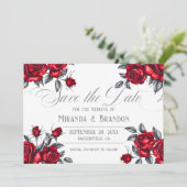 Eenvoudige Elegante Roos Bloemen bruiloft Save The Date (Staand voorkant)