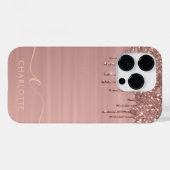 Eenvoudige Elegante Roos Gouden Glitter Drip Aange Case-Mate iPhone Case (Achterkant (horizontaal))