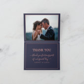 Eenvoudige Elegante Roos Gouden Marine Blauwe Trou Bedankkaart (Binnen)