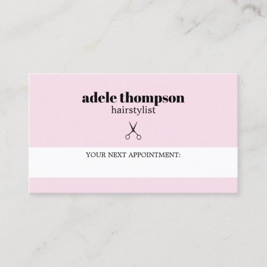 Eenvoudige Elegante Roos Witte Schaar Hair Stylist Afsprakenkaartje (Voorkant)