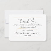 Eenvoudige, elegante, rouwflat bedankkaart (Voorkant)