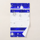 Eenvoudige Elegante Royal Blue en White Geometric Bad Handdoek (Handdoek)