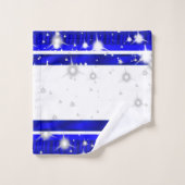 Eenvoudige Elegante Royal Blue en White Geometric Bad Handdoek (Wasdoekje)