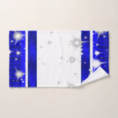 Eenvoudige Elegante Royal Blue en White Geometric Bad Handdoek (Handdoek)