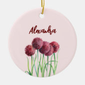 Eenvoudige Elegante Roze Alliums Bloem Waterverf Keramisch Ornament (Voorkant)