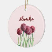 Eenvoudige Elegante Roze Alliums Bloem Waterverf Keramisch Ornament (Links)