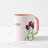 Eenvoudige Elegante Roze Alliums Bloem Waterverf Mok (Voorkant rechts)