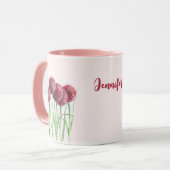 Eenvoudige Elegante Roze Alliums Bloem Waterverf Mok (Voorkant links)