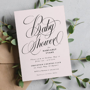 Eenvoudige elegante roze baby shower kaart