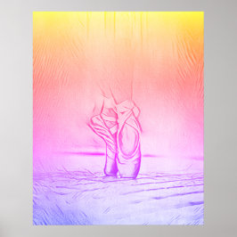 Eenvoudige elegante roze balletschoenen regenboog poster