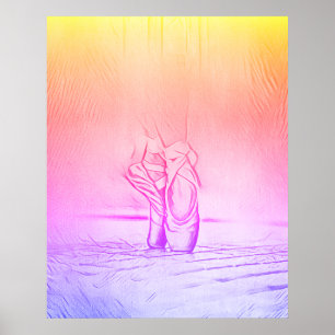 Eenvoudige elegante roze balletschoenen regenboog poster