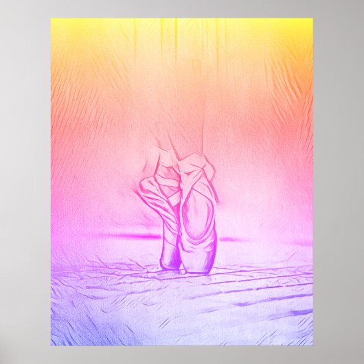 Eenvoudige elegante roze balletschoenen regenboog poster (Voorkant)