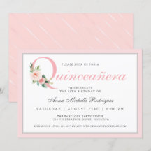 Eenvoudige elegante roze bloemige quinceanera verj