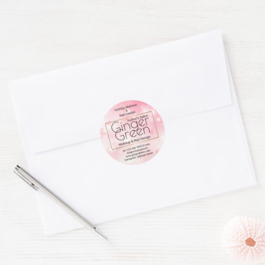 Eenvoudige Elegante Roze Bokeh Ronde Sticker (Envelop)