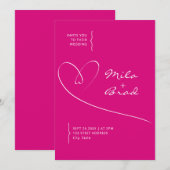 Eenvoudige elegante roze bruiloft kaart (Voorkant / Achterkant)