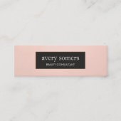 Eenvoudige elegante roze en zwarte schoonheidsmakr mini visitekaartje (Voorkant)