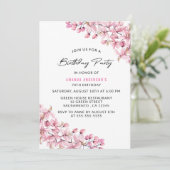 Eenvoudige elegante roze Floral 70e verjaardag Kaart (Staand voorkant)