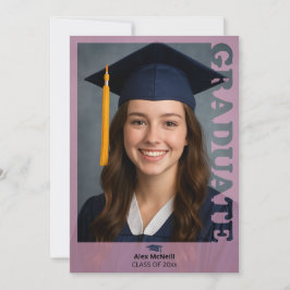 Eenvoudige Elegante Roze Foto Sjabloon Afstuderen Kaart
