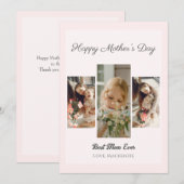 Eenvoudige Elegante Roze Gelukkige Moeders Dag Dri Feestdagenkaart (Voorkant / Achterkant)