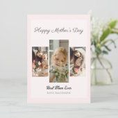 Eenvoudige Elegante Roze Gelukkige Moeders Dag Dri Feestdagenkaart (Staand voorkant)