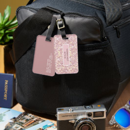 Eenvoudige elegante Roze Glitter Mooie Persoonlijk Bagagelabel