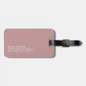 Eenvoudige elegante Roze Glitter Schattigee Gepers Bagagelabel (Achterkant horizontaal)