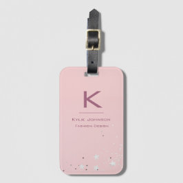 Eenvoudige elegante Roze Glitter Schattigee Monogr Bagagelabel