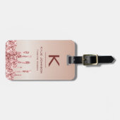 Eenvoudige elegante Roze Glitter Schattigee Monogr Bagagelabel (Voorkant horizontaal)