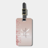 Eenvoudige elegante Roze Glitter Schattigee Monogr Bagagelabel (Voorkant verticaal)