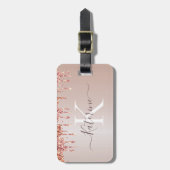 Eenvoudige elegante Roze Glitter Schattigee Monogr Bagagelabel (Voorkant verticaal)