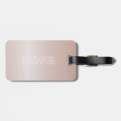 Eenvoudige elegante Roze Glitter Schattigee Monogr Bagagelabel (Achterkant horizontaal)