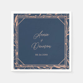 Eenvoudige Elegante Roze Goud & Marine Huwelijk Servet