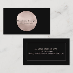 Eenvoudige Elegante Roze Gouden Cirkel Zwart Visitekaartje
