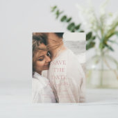 Eenvoudige Elegante Roze Gouden Foto Save The Date Uitnodiging Briefkaart (Staand voorkant)