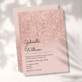 Eenvoudige Elegante Roze Gouden Glitter Bruiloft Kaart